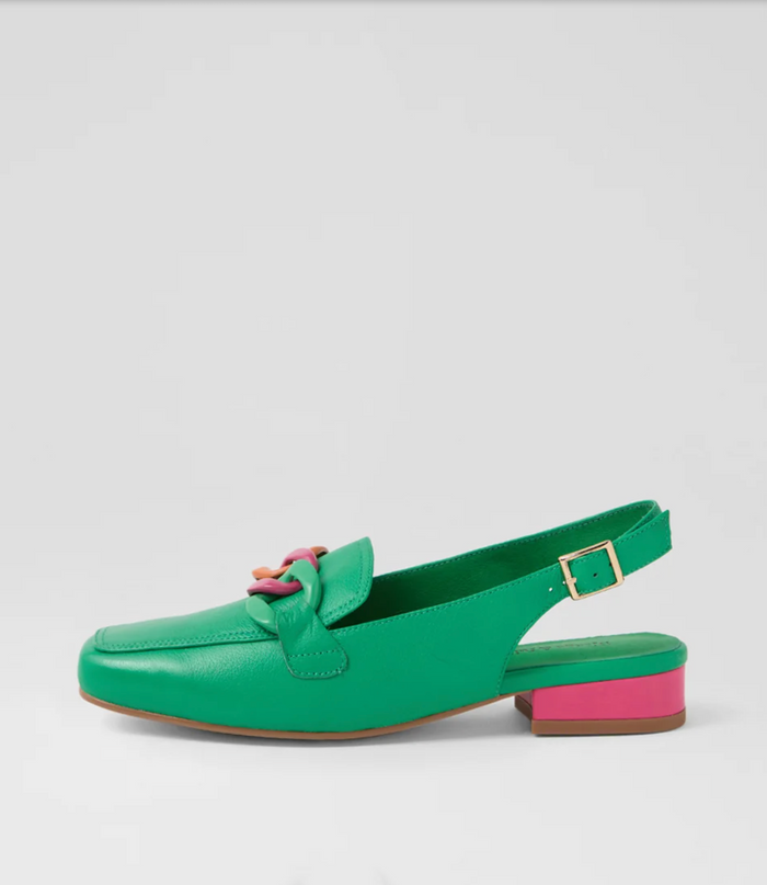 Bright Green Women's Leather Slingback | Gretel Lane