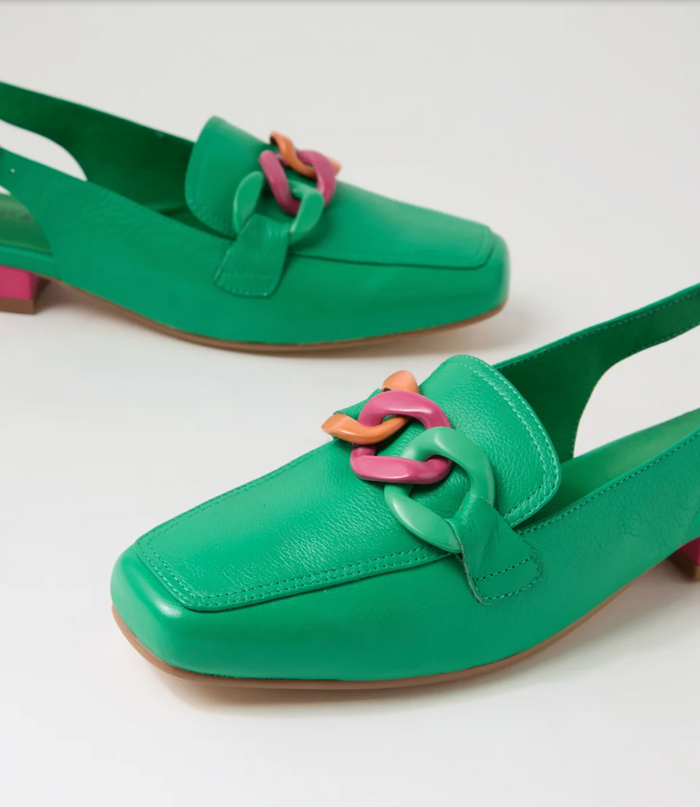 Bright Green Women's Leather Slingback | Gretel Lane