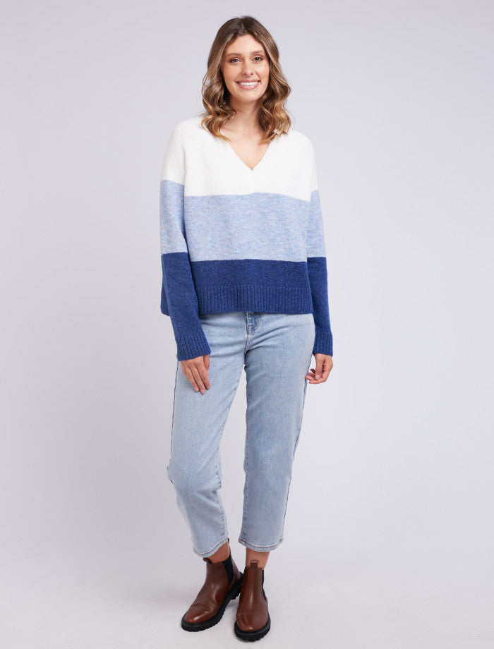 Bonnie Blue Knit V Neck Sweater | Foxwood