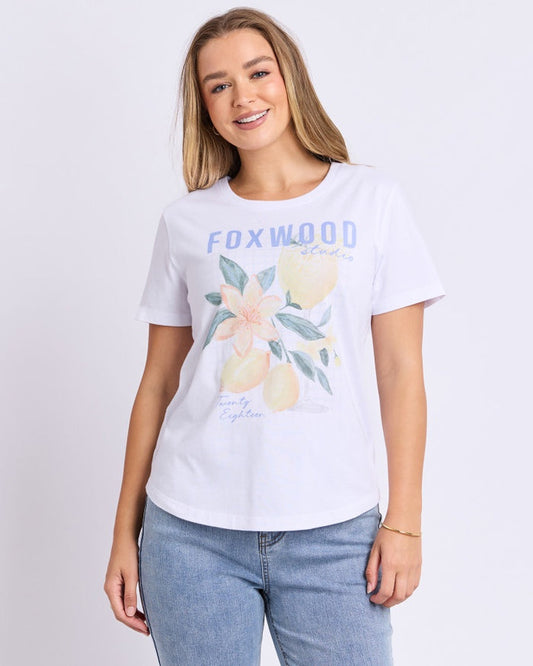 Foxwood Botany Lemon Cotton Tee White | Women's T-shirts | Gretel Lane