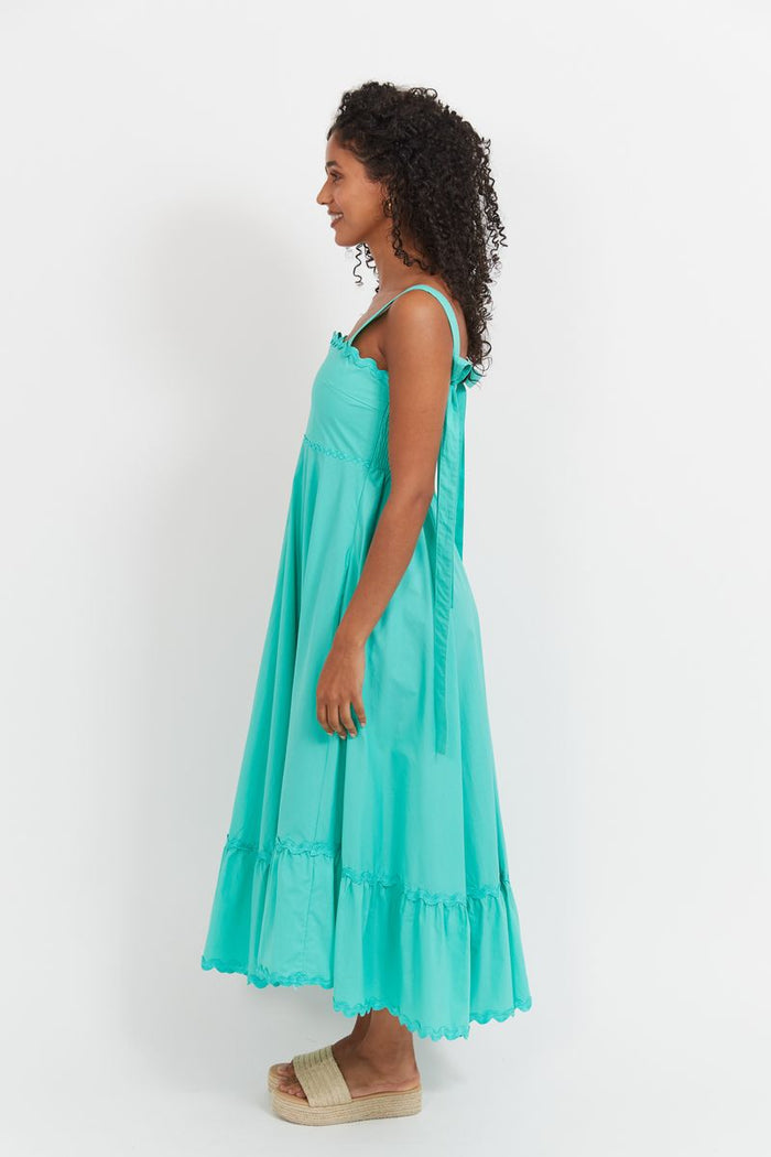 Square Neck Maxi Dress with Tie Shoulder Straps and Side Pockets | Haven Brasilia Tie Maxi Dress | Gretel Lane