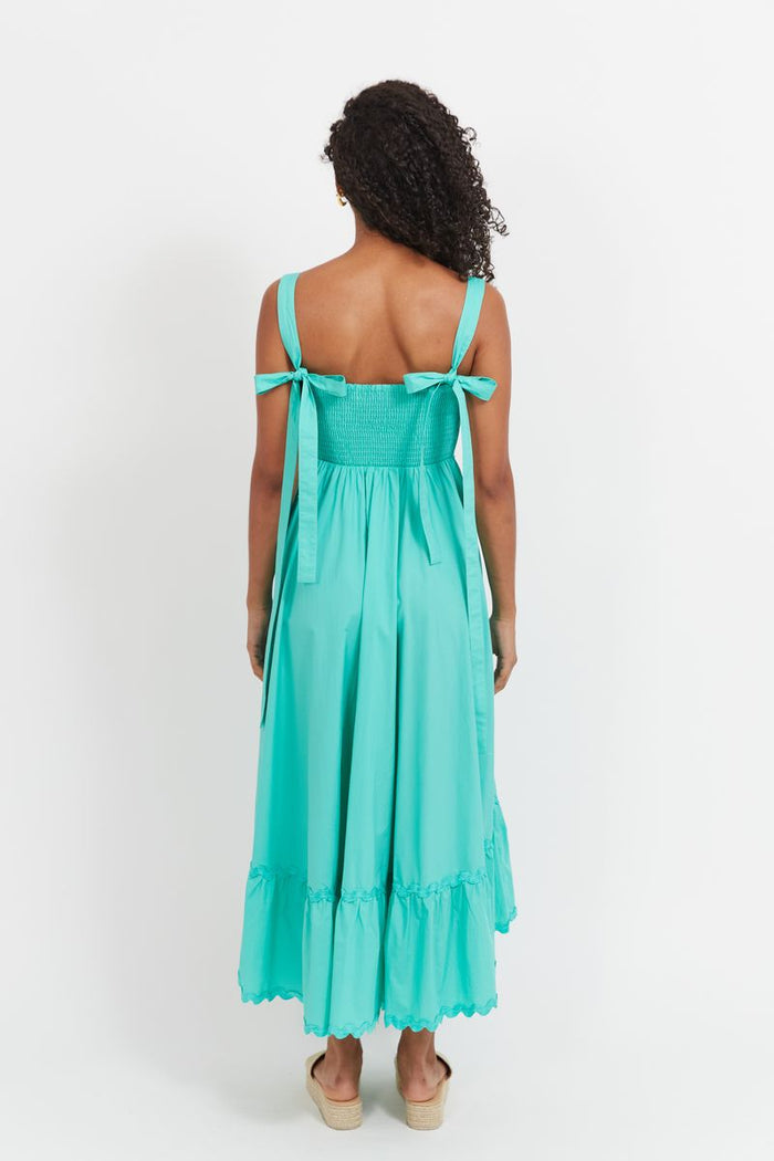 Haven Brasilia Tie Maxi Dress | Mint Green Maxi Dress with Elastic Shirred Back and Tiered Hem | Women's Dresses Australia