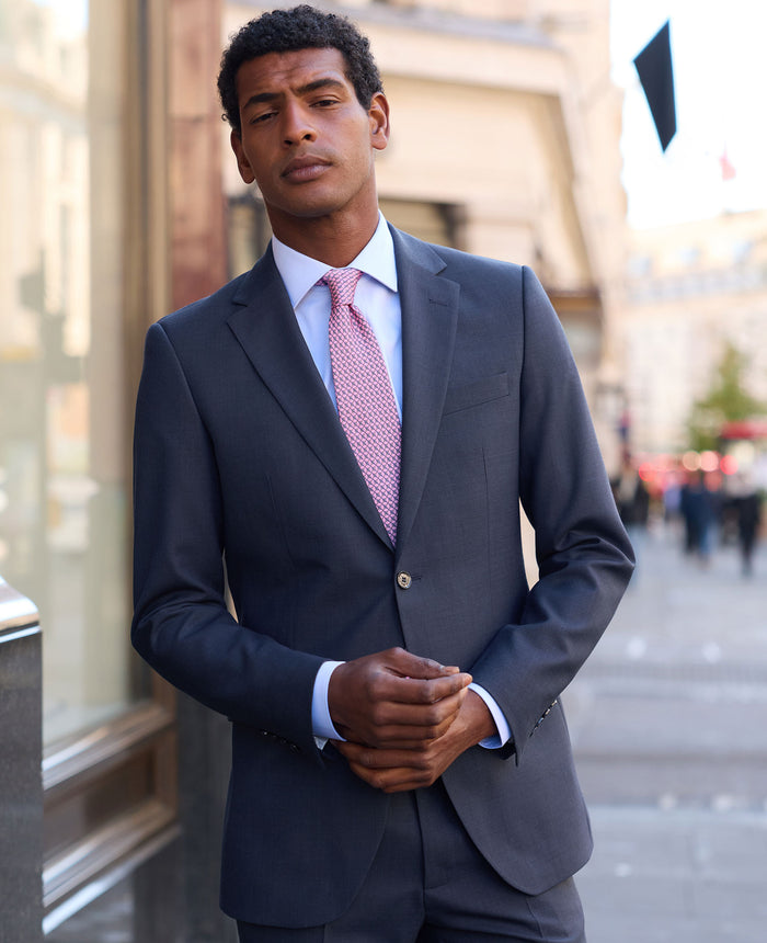 Bright Navy Wool Blend Tailored Suit Jacket