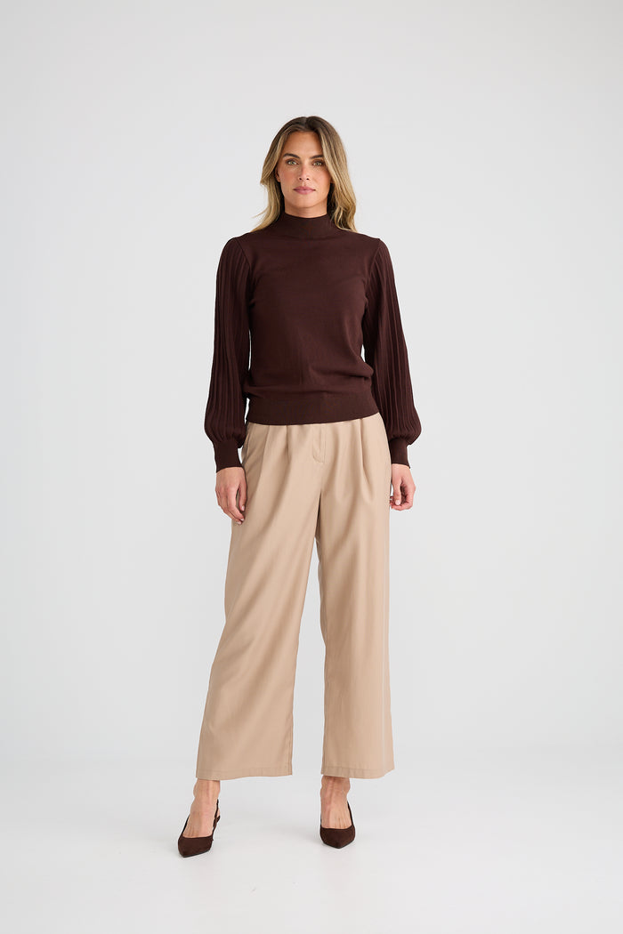 Brave + True Briony Knit Long Sleeve Top in Brown | Women's Clothing | Gretel Lane