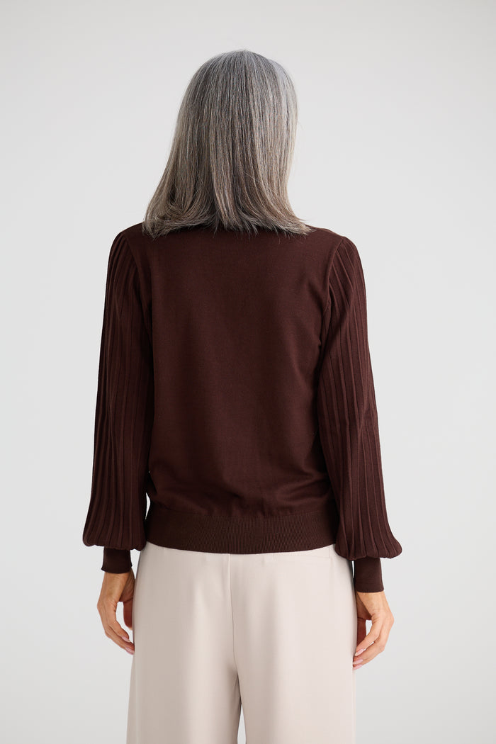 Brave + True Briony Knit Long Sleeve Top in Brown | Women's Clothing | Gretel Lane