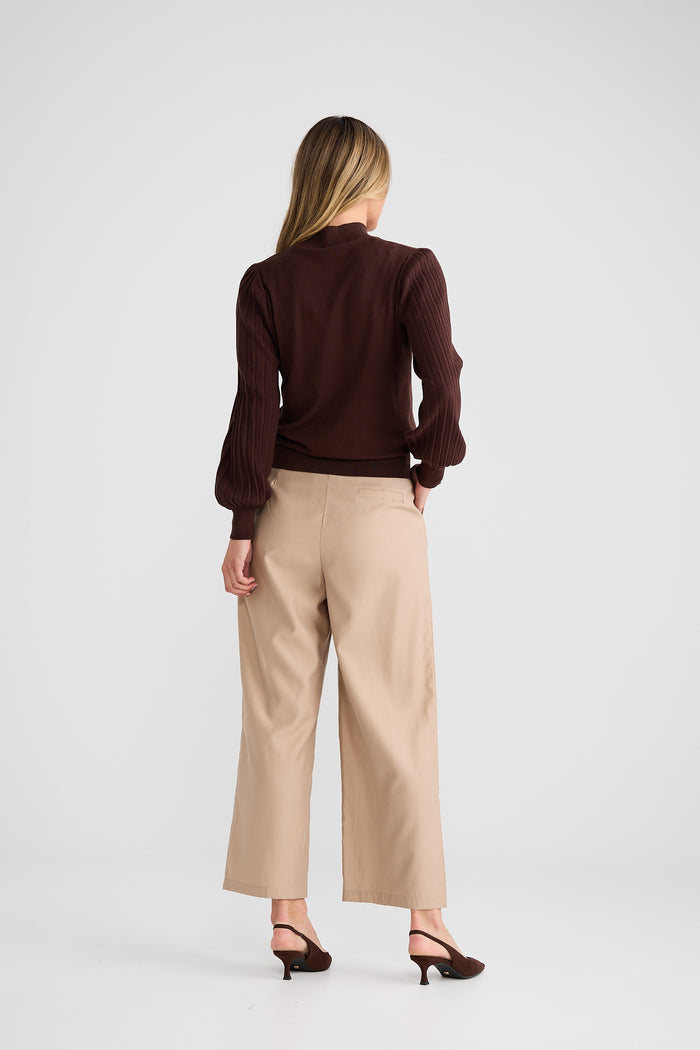 Brave + True Briony Knit Long Sleeve Top in Brown | Women's Clothing | Gretel Lane
