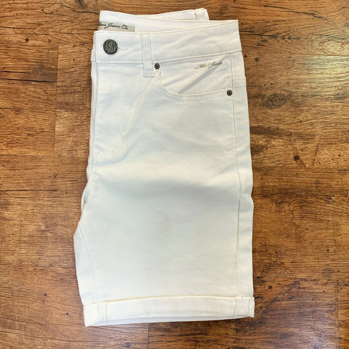 soft stretch denim white shorts