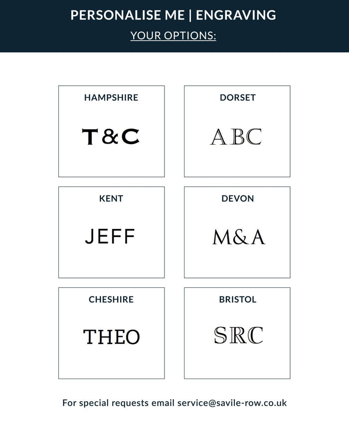 Font options for engraving your item
