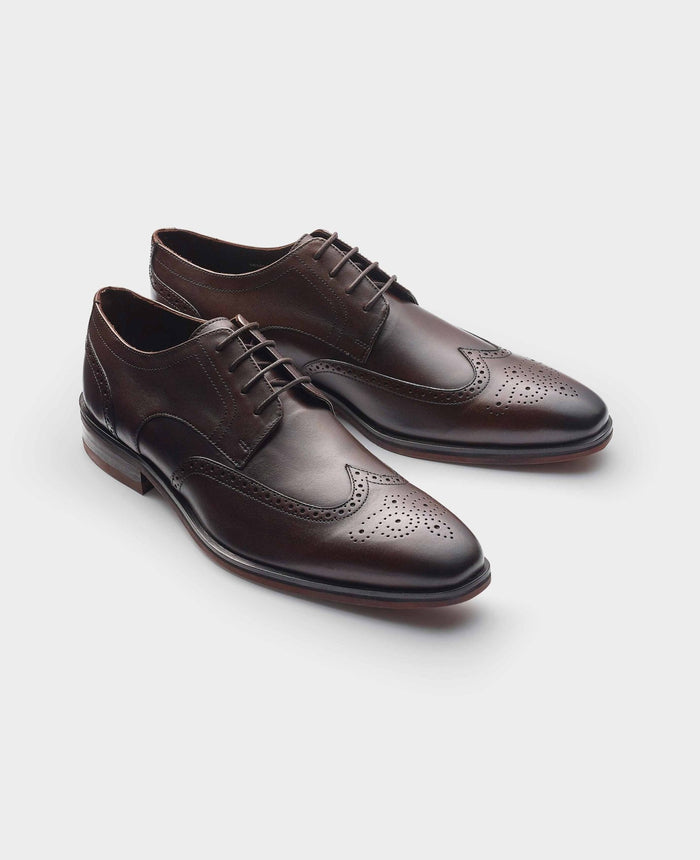 Brown Leather Brogue Derby Shoes side shot