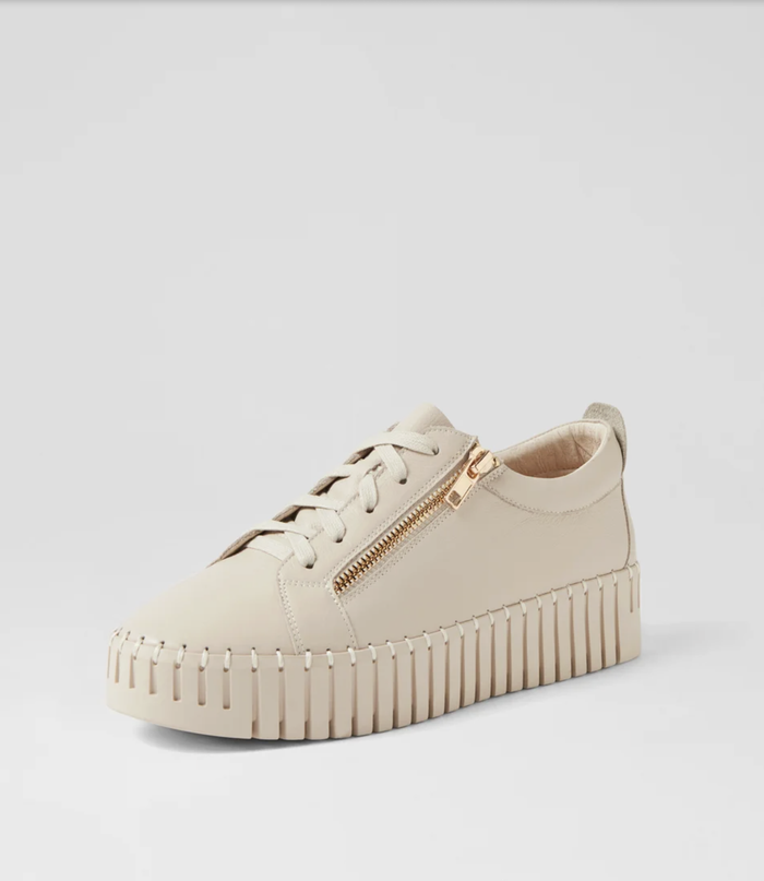 Women's Beige Sneaker with Gold Zip | Gretel Lane
