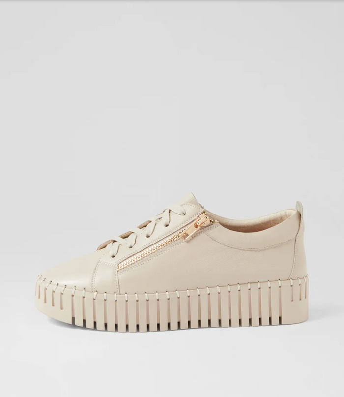 Women's Beige Sneaker with Gold Zip | Gretel Lane