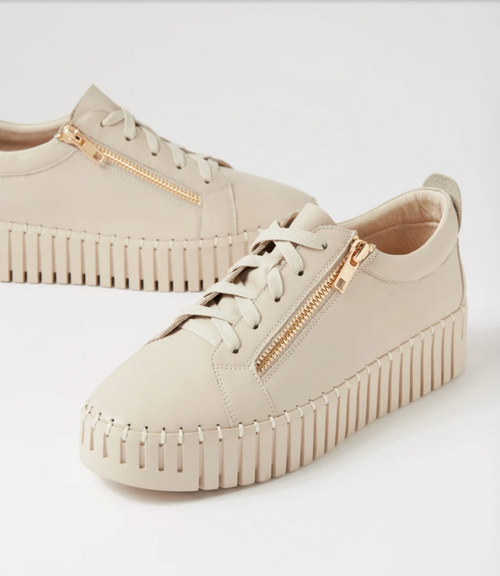 Women's Beige Sneaker with Gold Zip | Gretel Lane