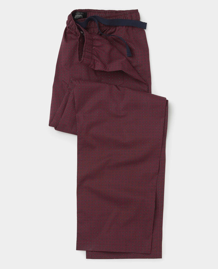 Men's Burgundy Cotton Foulard Printed Lounge Pants folded