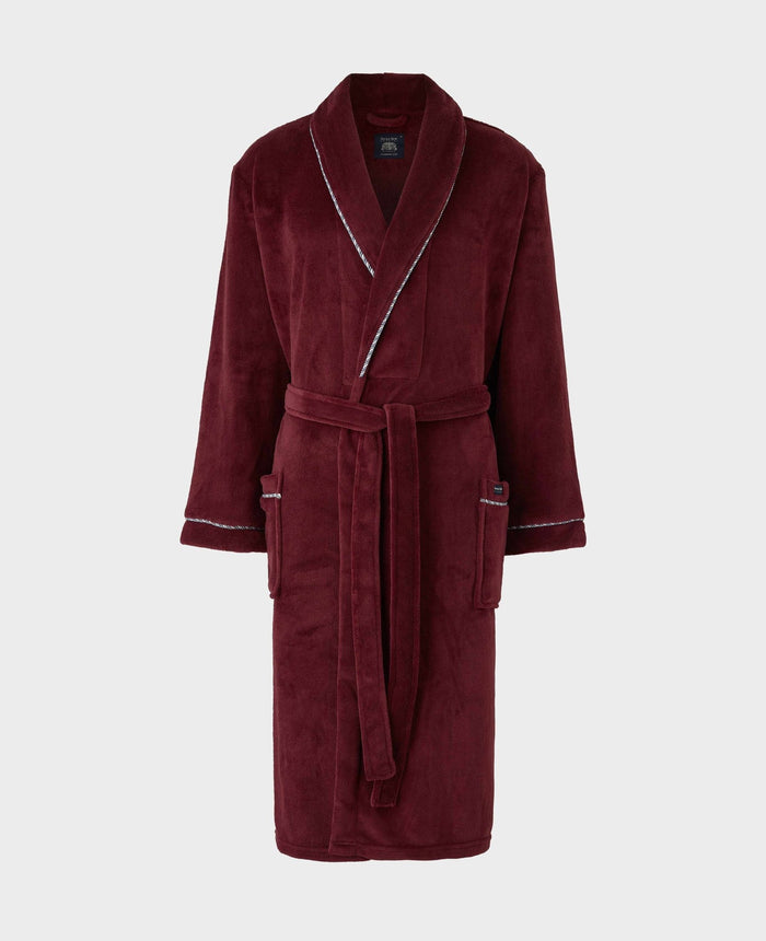Burgundy Rope Edge Fleece Dressing Gown mannequin shot
