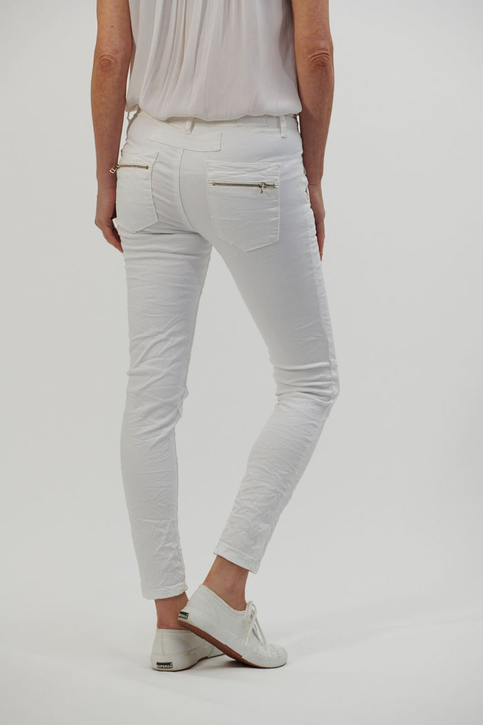Women's Classic White Jeans | Button Front Denim Pants