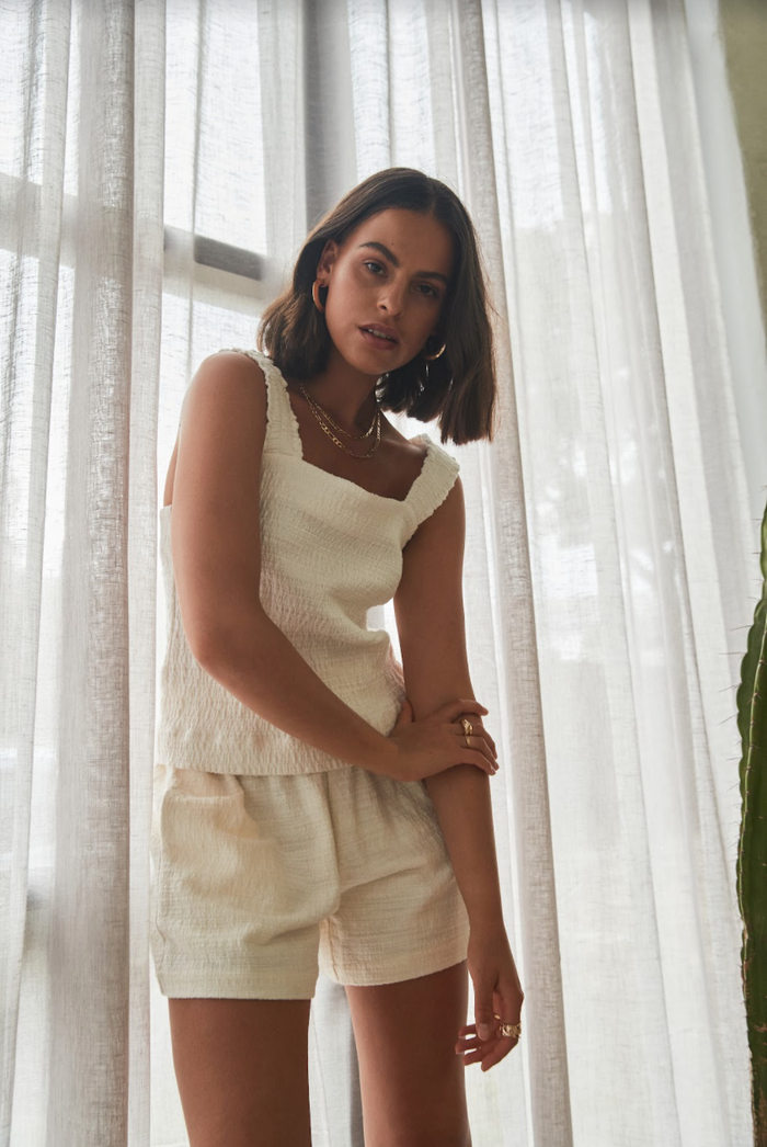 Cabana top in white with square neckline | WISH