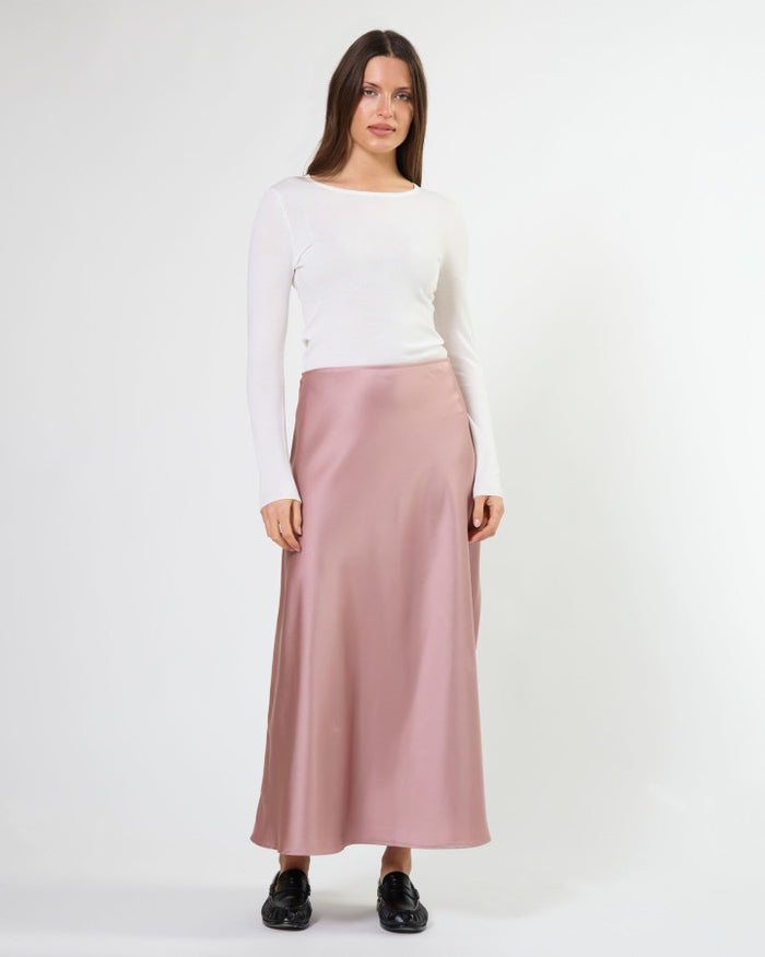 Stella + Gemma Callista Bias Cut Satin Skirt in Old Rose | Women's Clothing | Gretel Lane