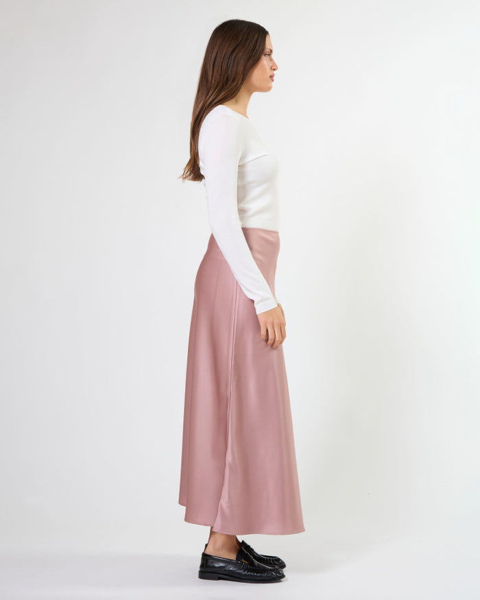 Stella + Gemma Callista Bias Cut Satin Skirt in Old Rose | Women's Clothing | Gretel Lane