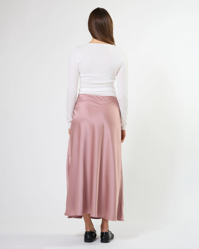 Stella + Gemma Callista Bias Cut Satin Skirt in Old Rose | Women's Clothing | Gretel Lane