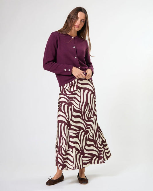 Stella + Gemma Callista Bias Cut Satin Skirt in Syrah Swirl | Women's Clothing | Gretel Lane