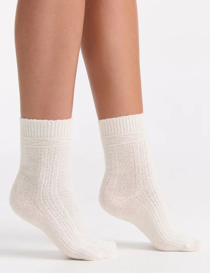 Levante Camella Wool Blend Crew Sock in Crème | Women's Socks | Gretel Lane
