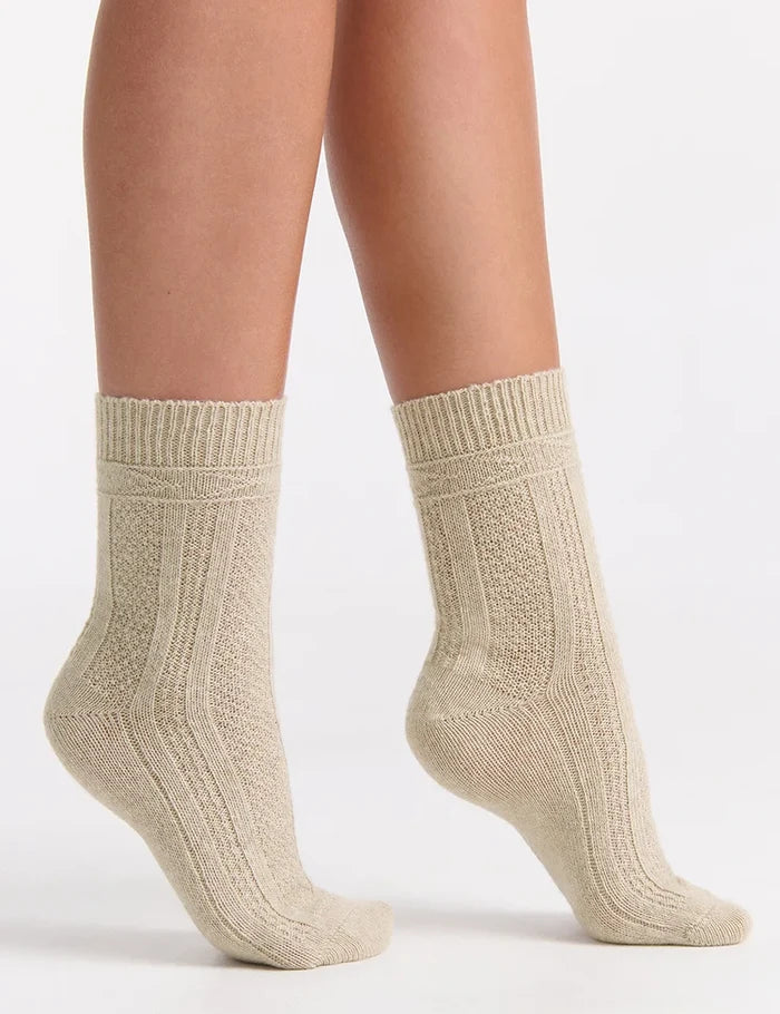 Levante Camella Wool Blend Crew Sock in Oatmeal | Women's Socks | Gretel Lane