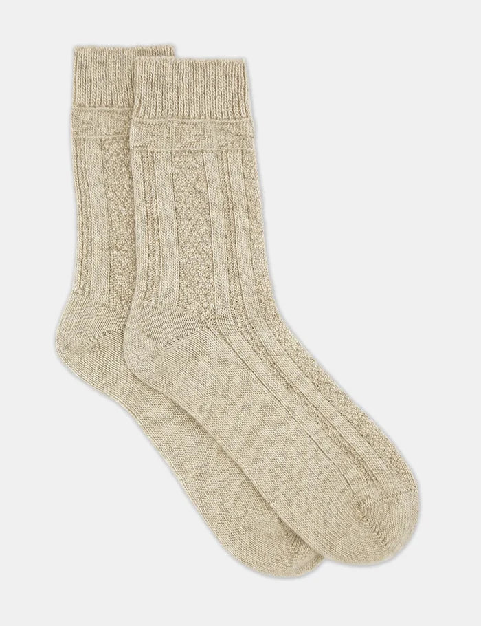 Levante Camella Wool Blend Crew Sock in Oatmeal | Women's Socks | Gretel Lane