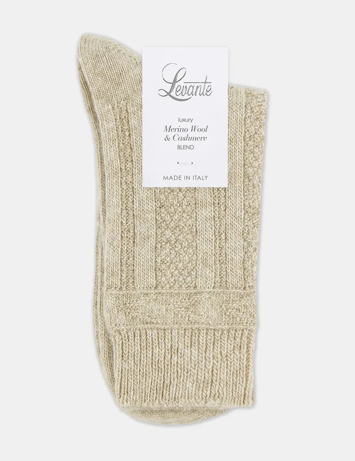 Levante Camella Wool Blend Crew Sock in Oatmeal | Women's Socks | Gretel Lane
