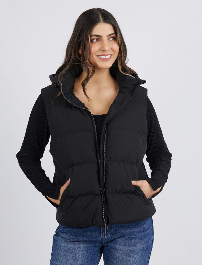Black sleeveless puffer vest | Foxwood
