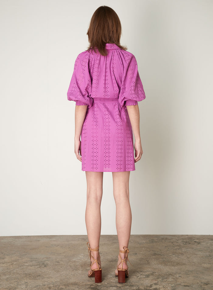 Esmaee Capella Mini Dress broderie embroidery Orchid purple