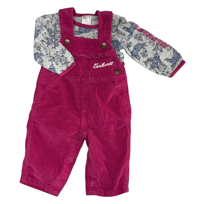 Carhartt | Pink Overalls w/ Long Sleeve Shirt | 6m