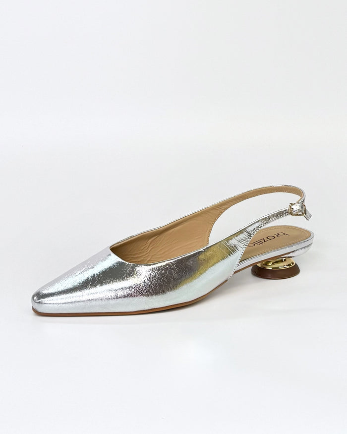 Brazilio CC2645001 Leather Slingback Heel Silver | Women's Shoes Online | Gretel Lane
