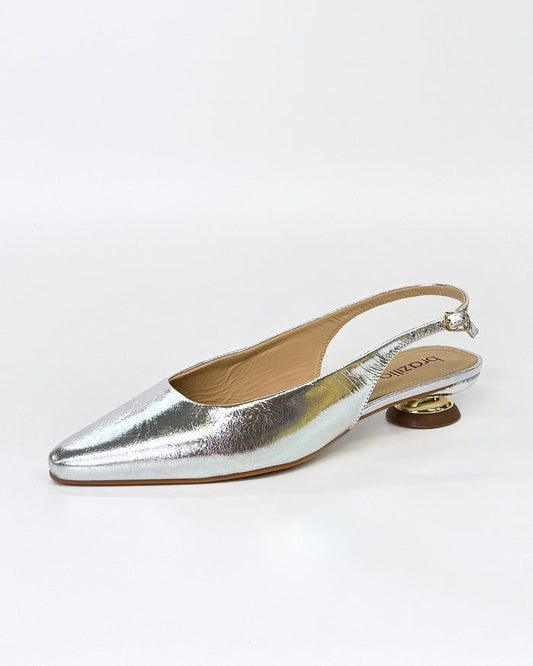 Brazilio CC2645001 Leather Slingback Heel Silver | Women's Shoes Online | Gretel Lane