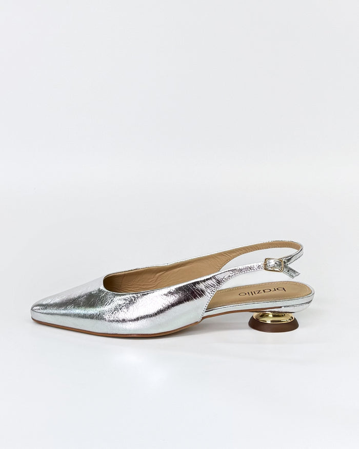Brazilio CC2645001 Leather Slingback Heel Silver | Women's Shoes Online | Gretel Lane