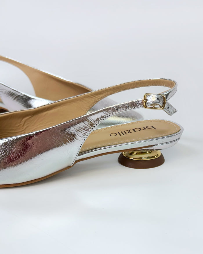 Brazilio CC2645001 Leather Slingback Heel Silver | Women's Shoes Online | Gretel Lane