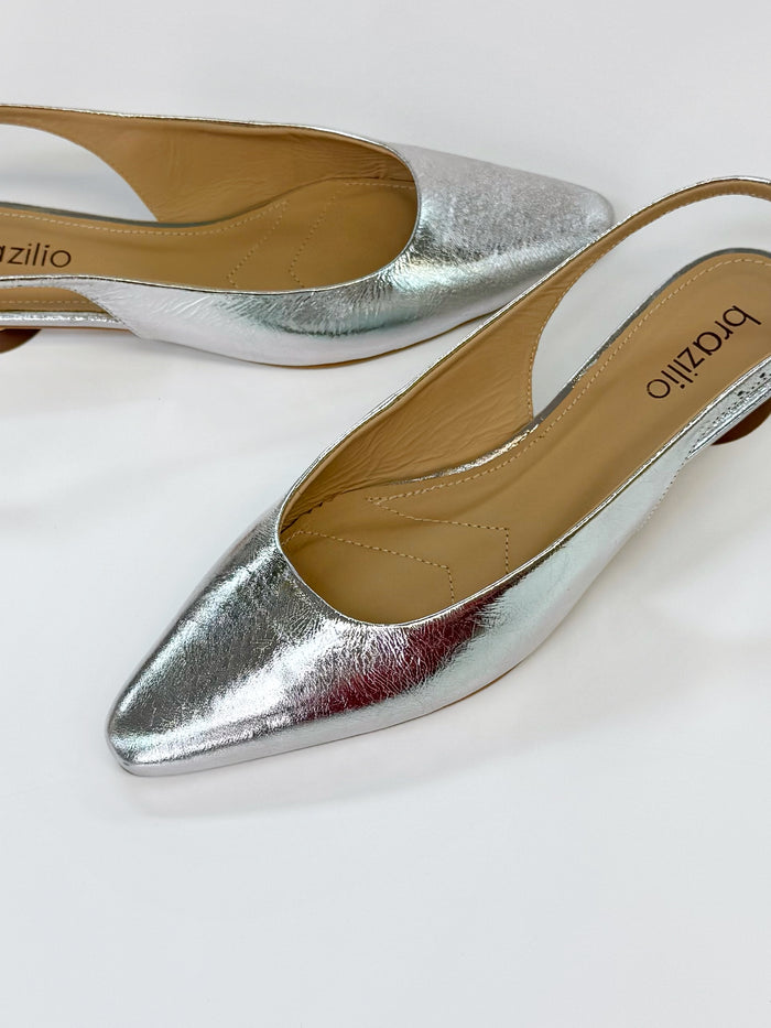 Brazilio CC2645001 Leather Slingback Heel Silver | Women's Shoes Online | Gretel Lane
