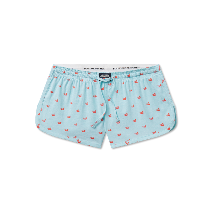 Antigua Blue with Coral Ducks / Extra Small