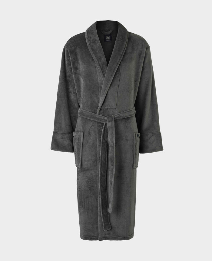 Men's Charcoal Grey Super Soft Fleece Dressing Gown mannequin shot