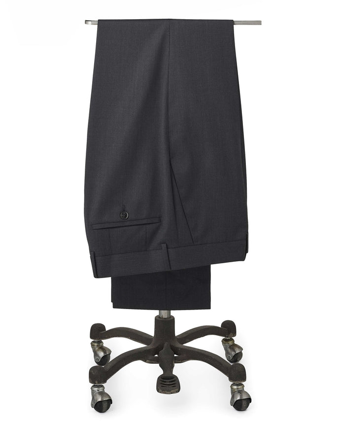 Charcoal Grey Wool Blend Tailored Double Breasted Suit Trousers