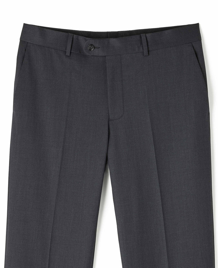 Charcoal Grey Wool Blend Tailored Double Breasted Suit Trousers