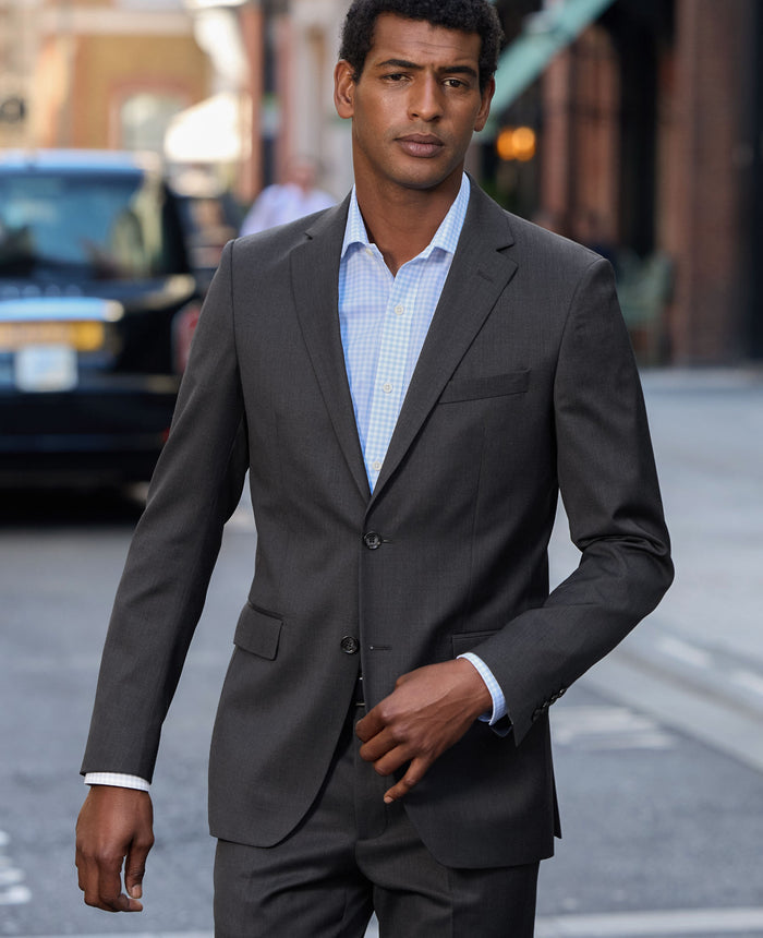 Charcoal Grey Wool Blend Tailored Suit Jacket