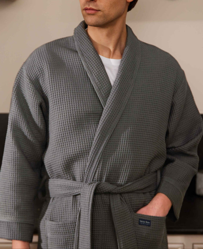 Charcoal waffle dressing gown