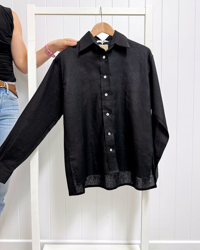 Charlie Shirt (Black Linen)