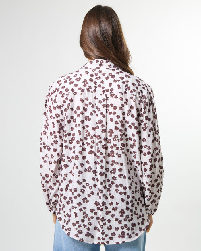 Stella + Gemma Charlotte Button Through Blouse in Burgundy Bloom | Women's Blouses | Gretel Lane