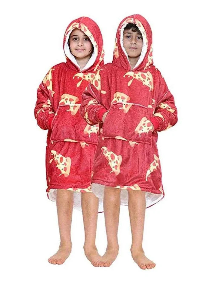 Red Cheesy Pizza Sherpa / One Size
