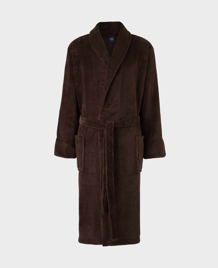 Men's Brown Super Soft Fleece Dressing Gown mannequin shot