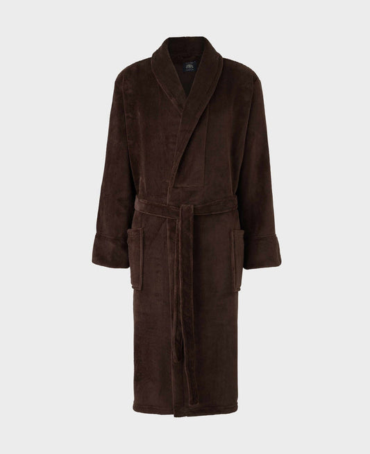 Men's Brown Super Soft Fleece Dressing Gown mannequin shot