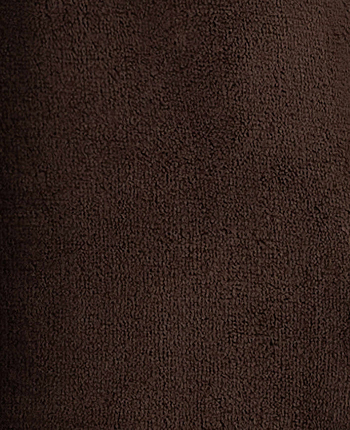 Men's Chocolate Brown Fleece Piped Dressing Gown fabric detail