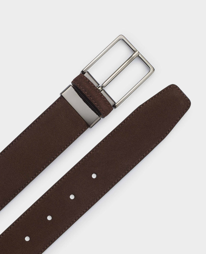 Men's Chocolate Brown Suede Belt flat view