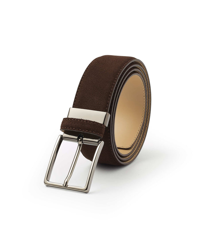 Men's Chocolate Brown Suede Belt rolled